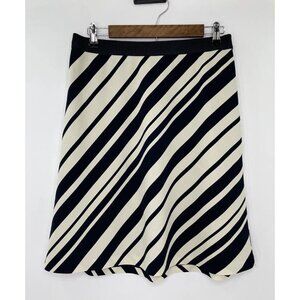 Ann Taylor Women’s Black White Striped‎ A Line Flat Front Lined Casual Skirt 10